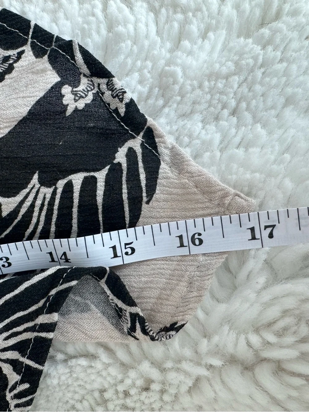 Free People Tan & Black Printed Puff Sleeve Top